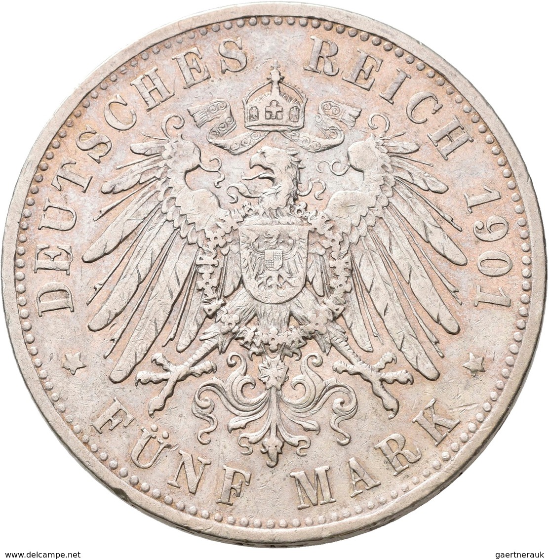 Sachsen-Altenburg: Ernst 1853-1908: 5 Mark 1901 A, Zum 75. Geburtstag, Jaeger 143. Auflage Nur 20.00 - Taler & Doppeltaler