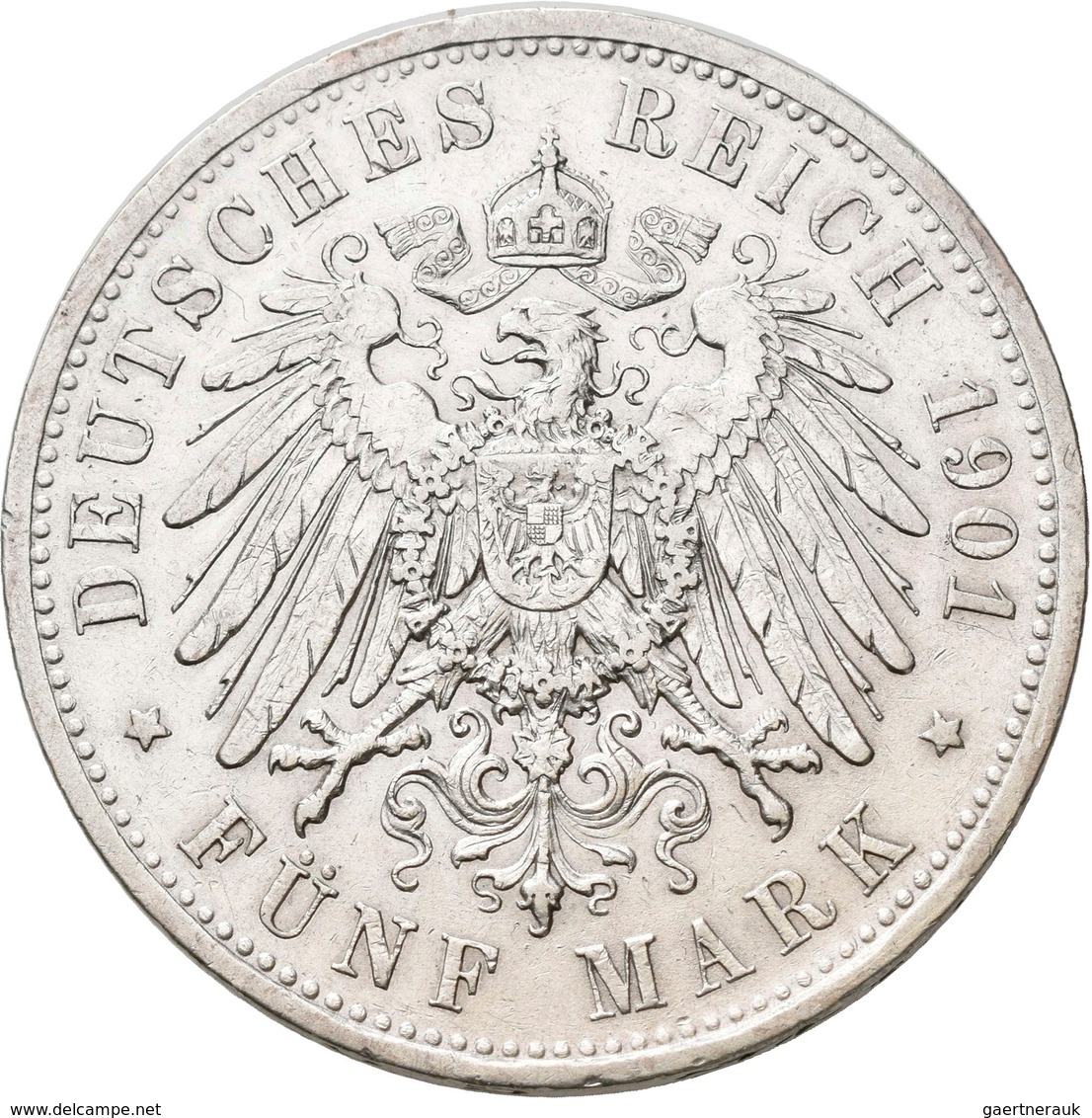 Sachsen-Altenburg: Ernst 1853-1908: 5 Mark 1901 A, Zum 75. Geburtstag, Jaeger 143. Auflage Nur 20.00 - Taler & Doppeltaler