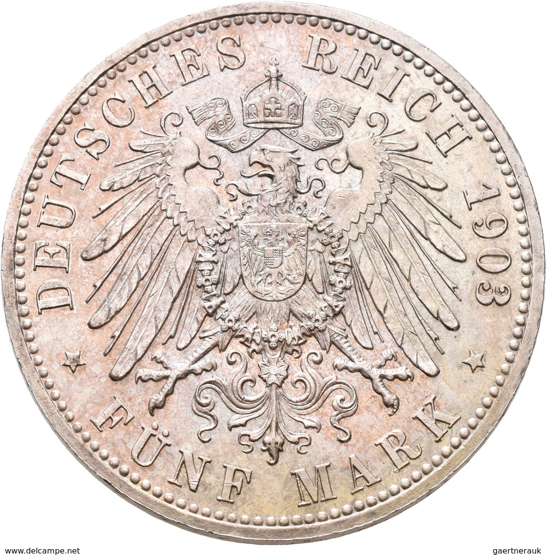 Sachsen-Altenburg: Ernst 1853-1908: 5 Mark 1903 A, 50jähriges Regierungsjubiläum, Jaeger 144, Kleine - Taler & Doppeltaler