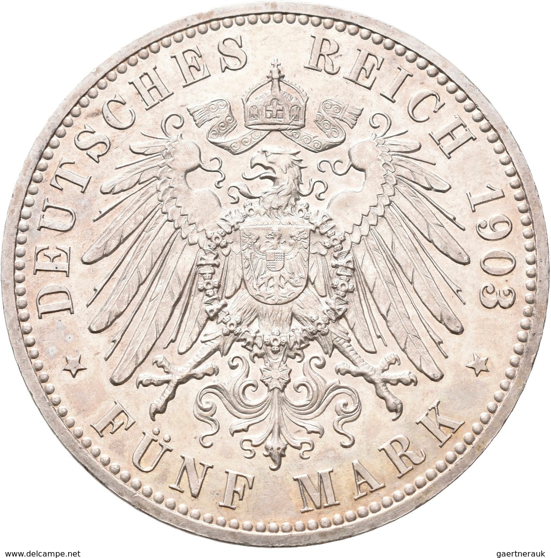 Sachsen-Altenburg: Ernst 1853-1908: 5 Mark 1903 A, 50jähriges Regierungsjubiläum, Jaeger 144, Winzig - Taler Et Doppeltaler