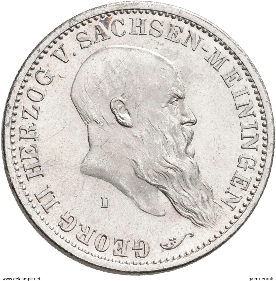 Sachsen-Meiningen: Georg II. 1866-1914: 2 Mark 1901 D, Jaeger 149, Kl. Kratzer, Sonst Vorzüglich. - Taler & Doppeltaler