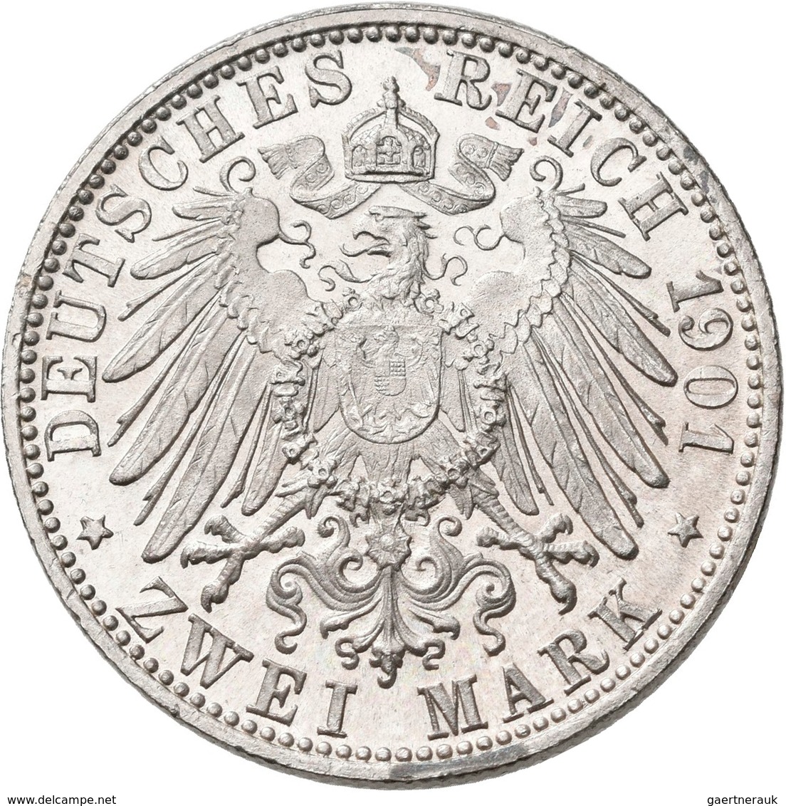 Sachsen-Meiningen: Georg II. 1866-1914: 2 Mark 1901 D, Jaeger 149, Kl. Kratzer, Sonst Vorzüglich. - Taler Et Doppeltaler