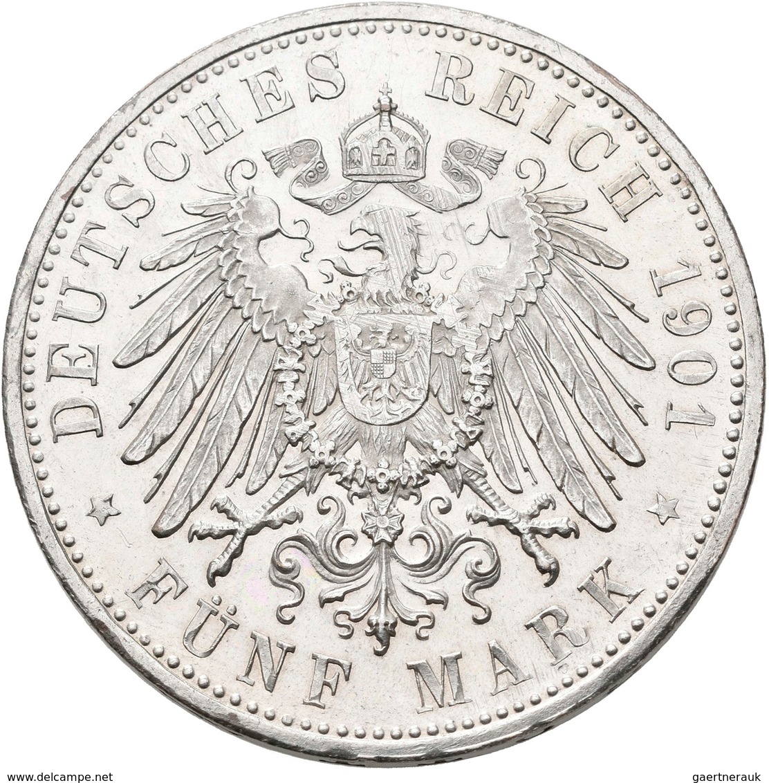 Sachsen-Meiningen: Georg II. 1866-1914: 5 Mark 1901 D, Jaeger 150, Kratzer, Fast Vorzüglich. - Taler Et Doppeltaler