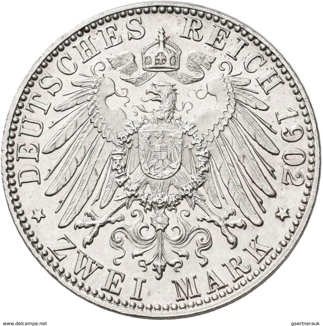 Sachsen-Meiningen: Georg II. 1866-1914: 2 Mark 1902 D, Bart Berührt Perlkreis, Jaeger 151a, Zaponier - Taler Et Doppeltaler