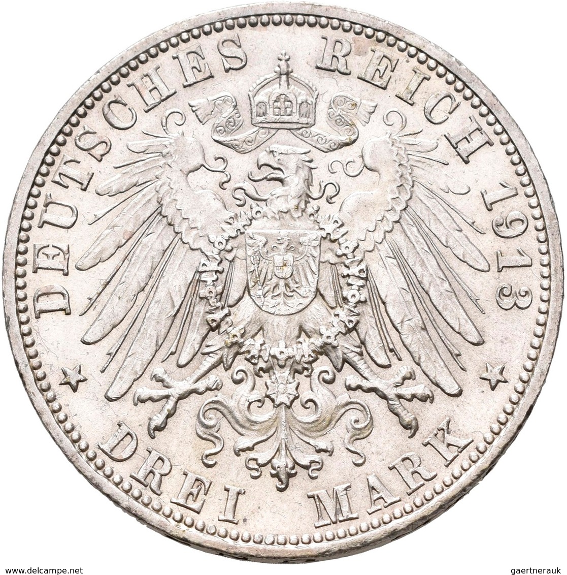 Sachsen-Meiningen: Georg II. 1866-1914: Lot 2 Stück; 3 Mark 1913, Jaeger 152, Winz. Kratzer, Vorzügl - Taler Et Doppeltaler