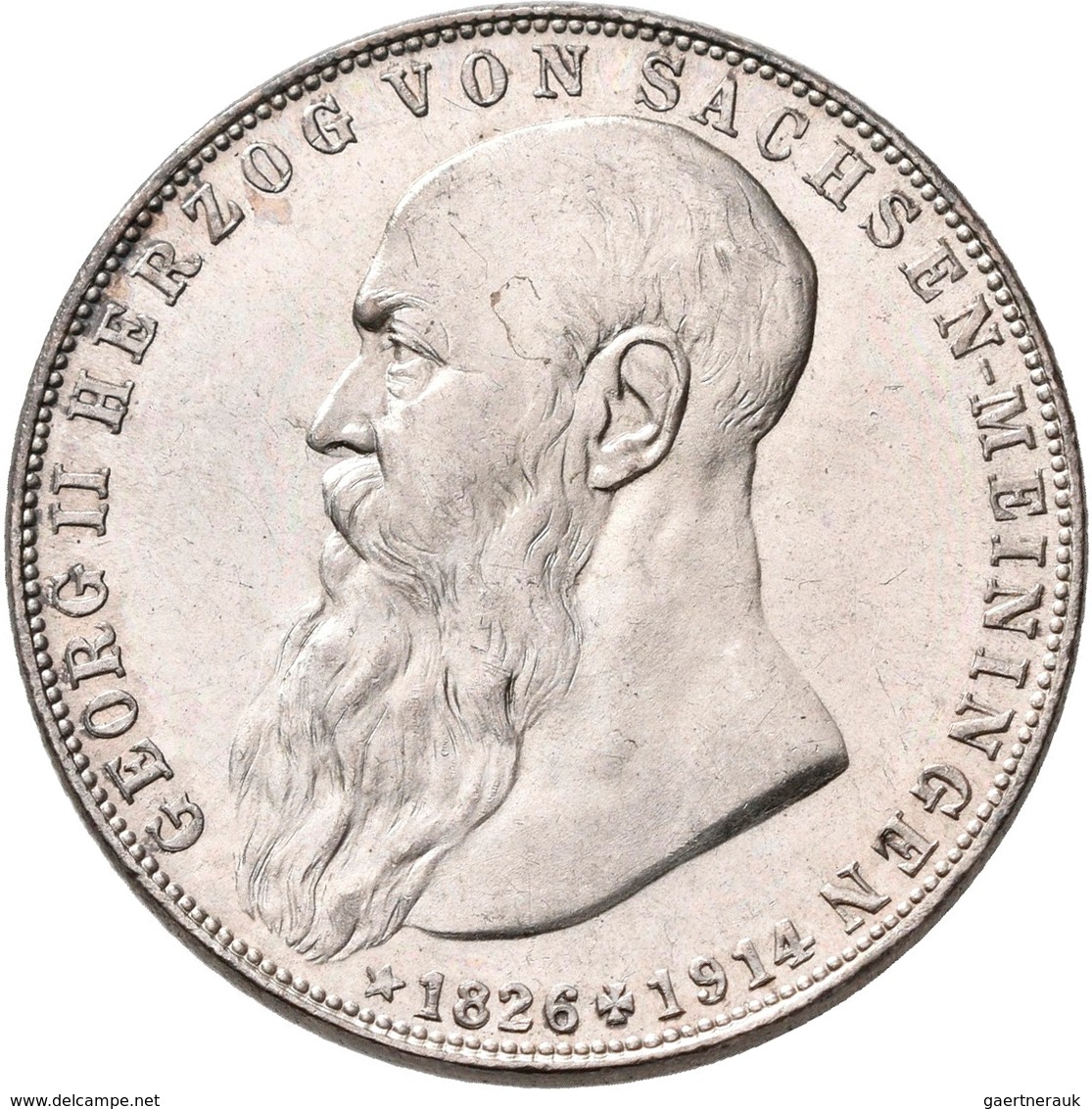 Sachsen-Meiningen: Georg II 1866-1914: 2 Mark 1915, Auf Seinen Tod Unten Lebensdaten, Jaeger 154, Fe - Taler & Doppeltaler