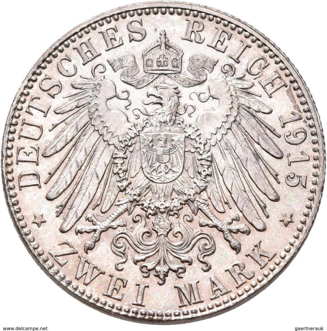 Sachsen-Meiningen: Georg II 1866-1914: 2 Mark 1915, Auf Seinen Tod Unten Lebensdaten, Jaeger 154, Fe - Taler & Doppeltaler