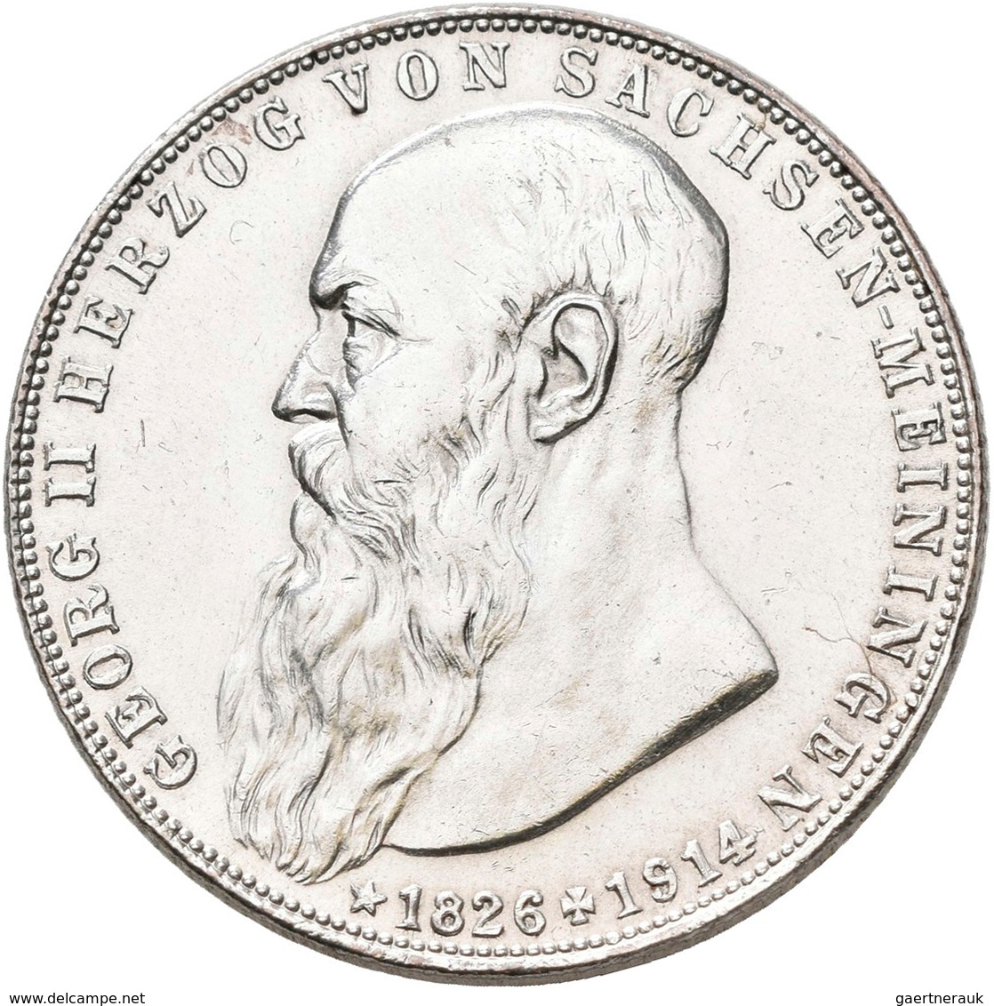 Sachsen-Meiningen: Georg II 1866-1914: 2 Mark 1915, Auf Seinen Tod, Unten Lebensdaten, Jaeger 154, W - Taler Et Doppeltaler