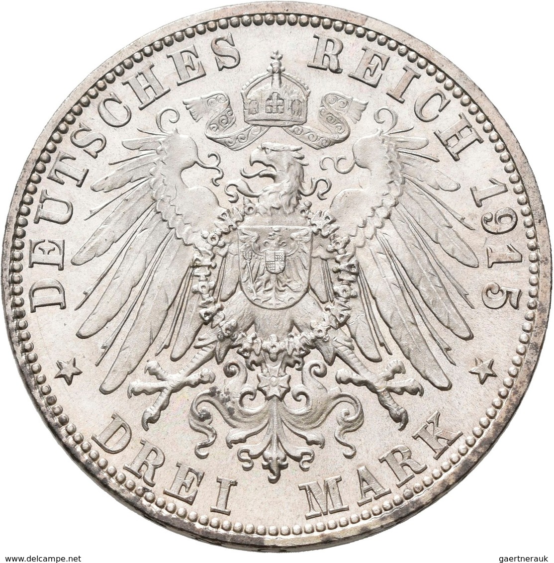 Sachsen-Meiningen: Georg II. 1866-1914: 3 Mark 1915, Auf Seinen Tod, Jaeger 155, Winzige Kratzer, St - Taler Et Doppeltaler