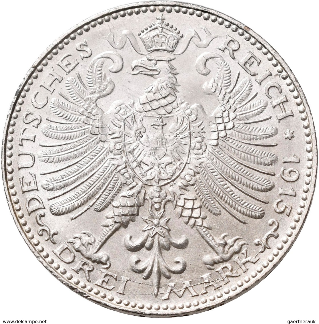 Sachsen-Weimar-Eisenach: Wilhelm Ernst 1901-1918: 3 Mark 1915 A, 100 Jahre Großherzogtum, Jaeger 163 - Taler Et Doppeltaler