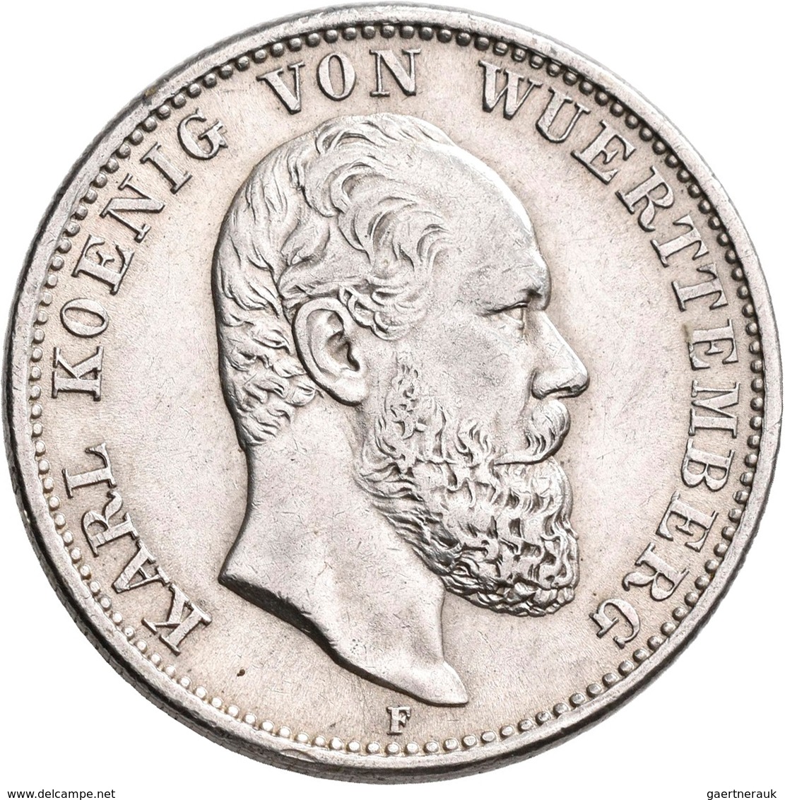 Württemberg: Karl 1864-1891: Lot 2 Münzen: 2 Mark 1876, Randschäden / Fassungsspuren, Schön; 1888, S - Taler Et Doppeltaler