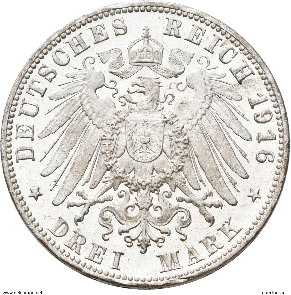 Württemberg: Wilhelm II. 1891-1918: 3 Mark 1916, Auf Das 25-jährige Regierungsjubiläum, Jaeger 178, - Taler Et Doppeltaler