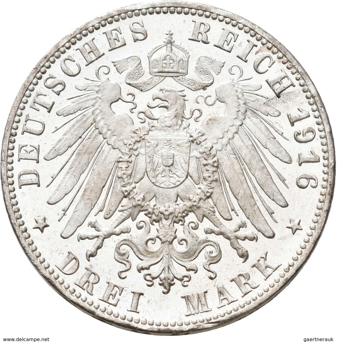 Württemberg: Wilhelm II. 1891-1918: 3 Mark 1916, Auf Das 25-jährige Regierungsjubiläum, Jaeger 178, - Taler & Doppeltaler