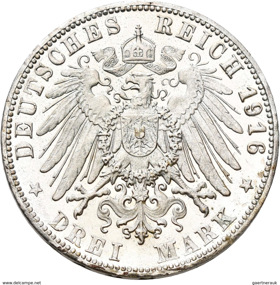 Württemberg: Wilhelm II. 1891-1918: GALVANO; 3 Mark 1916, Auf Das 25-jährige Regierungsjubiläum, Vgl - Taler Et Doppeltaler