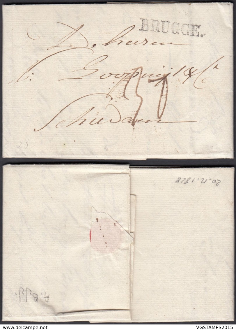 BELGIQUE LETTRE DATE DE BRUGGES 20/12/1828 GRIFFE BRUGGE.   (BE) DC-5405 - 1815-1830 (Dutch Period)