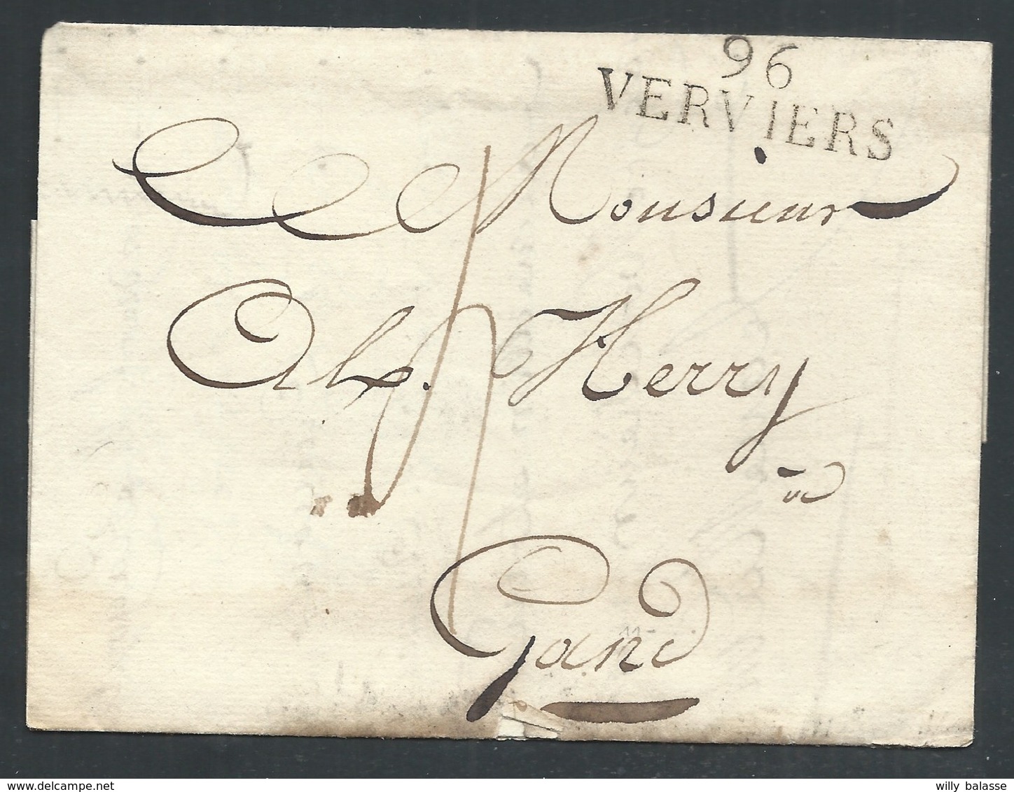 L 25.9.1814 Marque 96/VERVIERS Pour Gand - 1814-1815 (Gobierno General De Belgica)