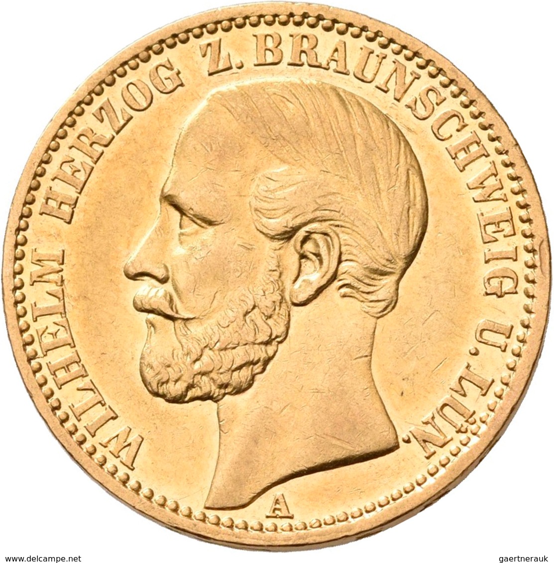 Braunschweig-Lüneburg: Wilhelm 1831-1884: 20 Mark 1875, Jaeger 203. 7,94 G, 900/1000 Gold. Kratzer, - Gold Coins