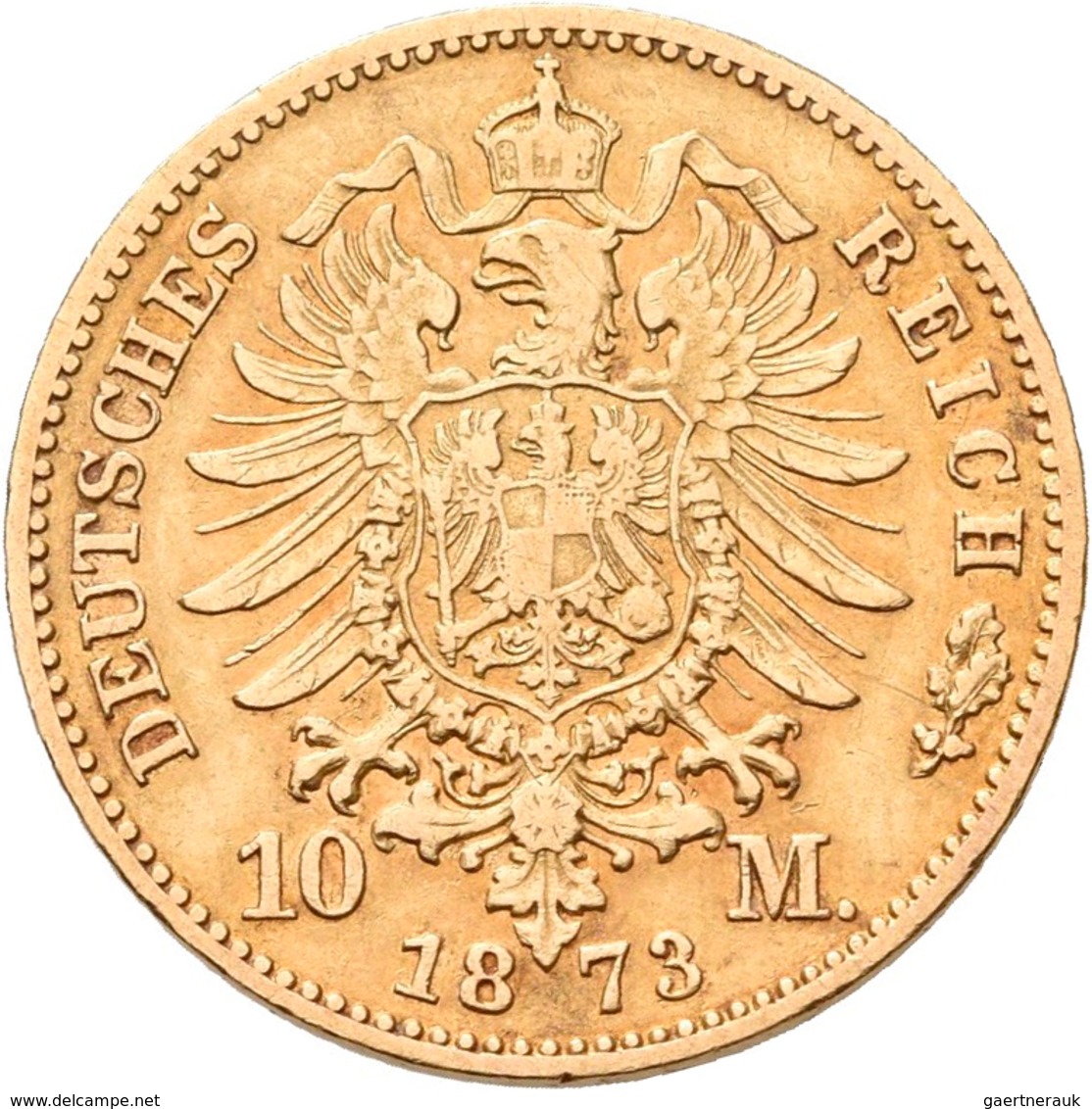 Hamburg: Freie Und Hansestadt: 10 Mark 1873 B, Jaeger 206. 3,92 G, 900/1000 Gold. Kratzer, Sehr Schö - Pièces De Monnaie D'or