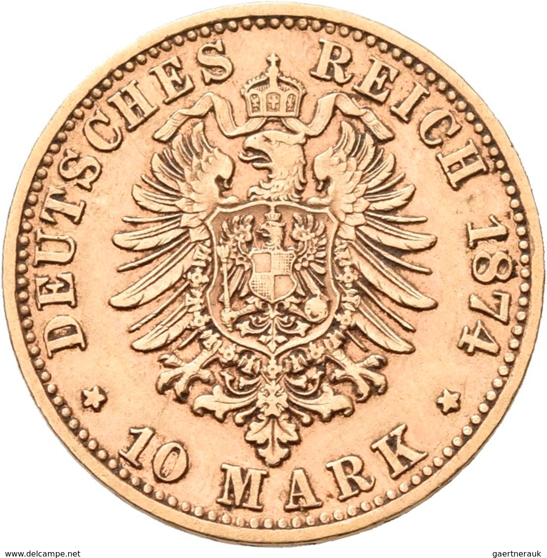 Hamburg: Freie Und Hansestadt: 10 Mark 1874 B, Jaeger 207. 3,94 G, 900/1000 Gold. Kratzer, Winziger - Pièces De Monnaie D'or