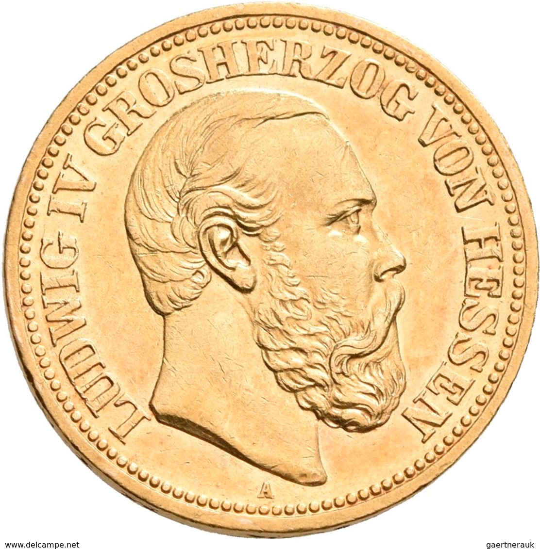 Hessen: Ludwig IV. 1877-1892: 20 Mark 1892 A, Jaeger 220. 7,92 G, 900/1000 Gold. Feine Kratzer, Vorz - Pièces De Monnaie D'or