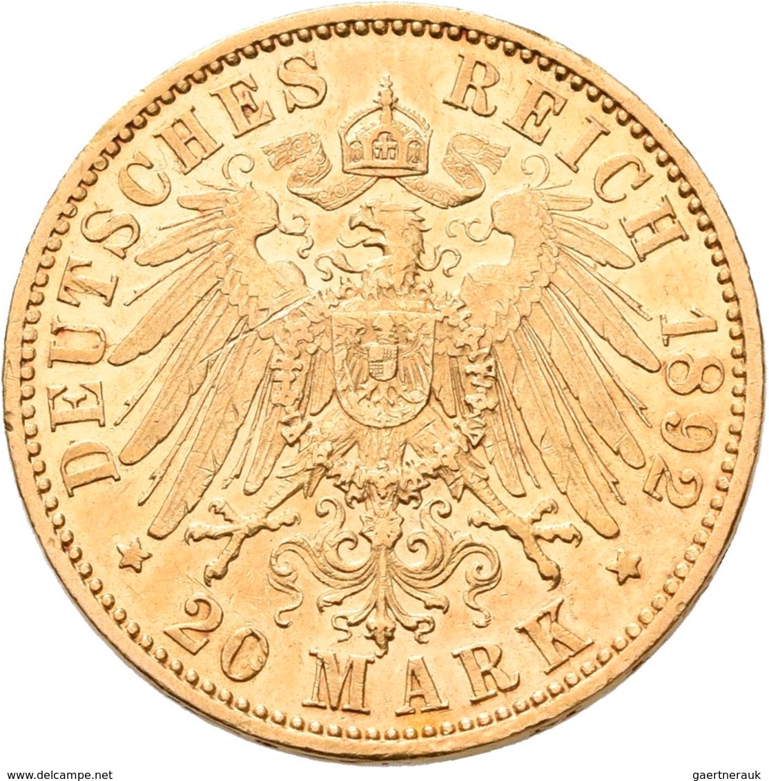 Hessen: Ludwig IV. 1877-1892: 20 Mark 1892 A, Jaeger 220. 7,92 G, 900/1000 Gold. Feine Kratzer, Vorz - Pièces De Monnaie D'or