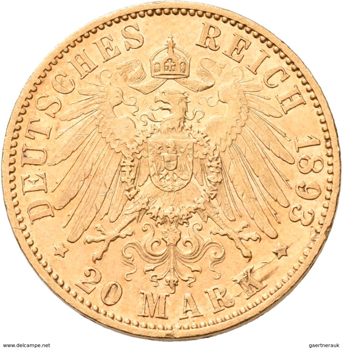 Hessen: Ernst Ludwig 1892-1918: 20 Mark 1893 A, Jaeger 223. 7,92 G, 900/1000 Gold. Kratzer, Winzige - Pièces De Monnaie D'or