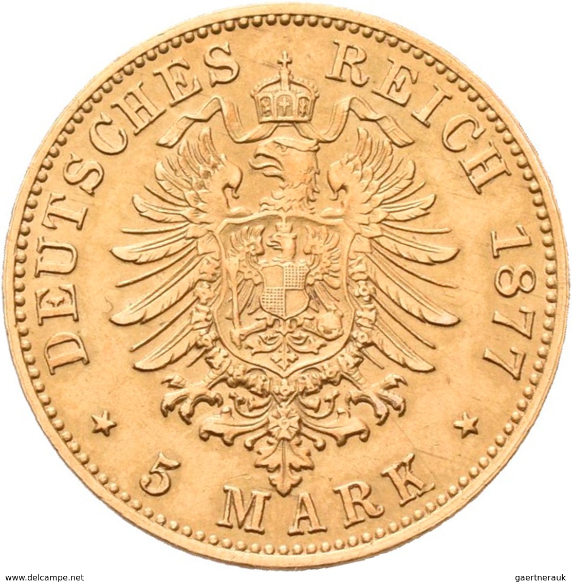 Sachsen: Albert 1873-1902: 5 Mark 1877 E, Jaeger 260. 1,97 G, 900/1000 Gold. Minimal Berieben, Klein - Pièces De Monnaie D'or