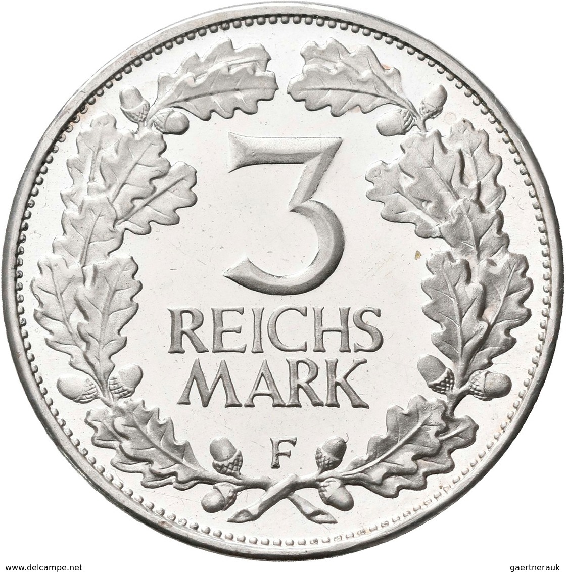 Weimarer Republik: 3 Reichsmark 1925 F, Rheinlande, Jaeger 321, Leicht Berieben, Polierte Platte. - Autres & Non Classés