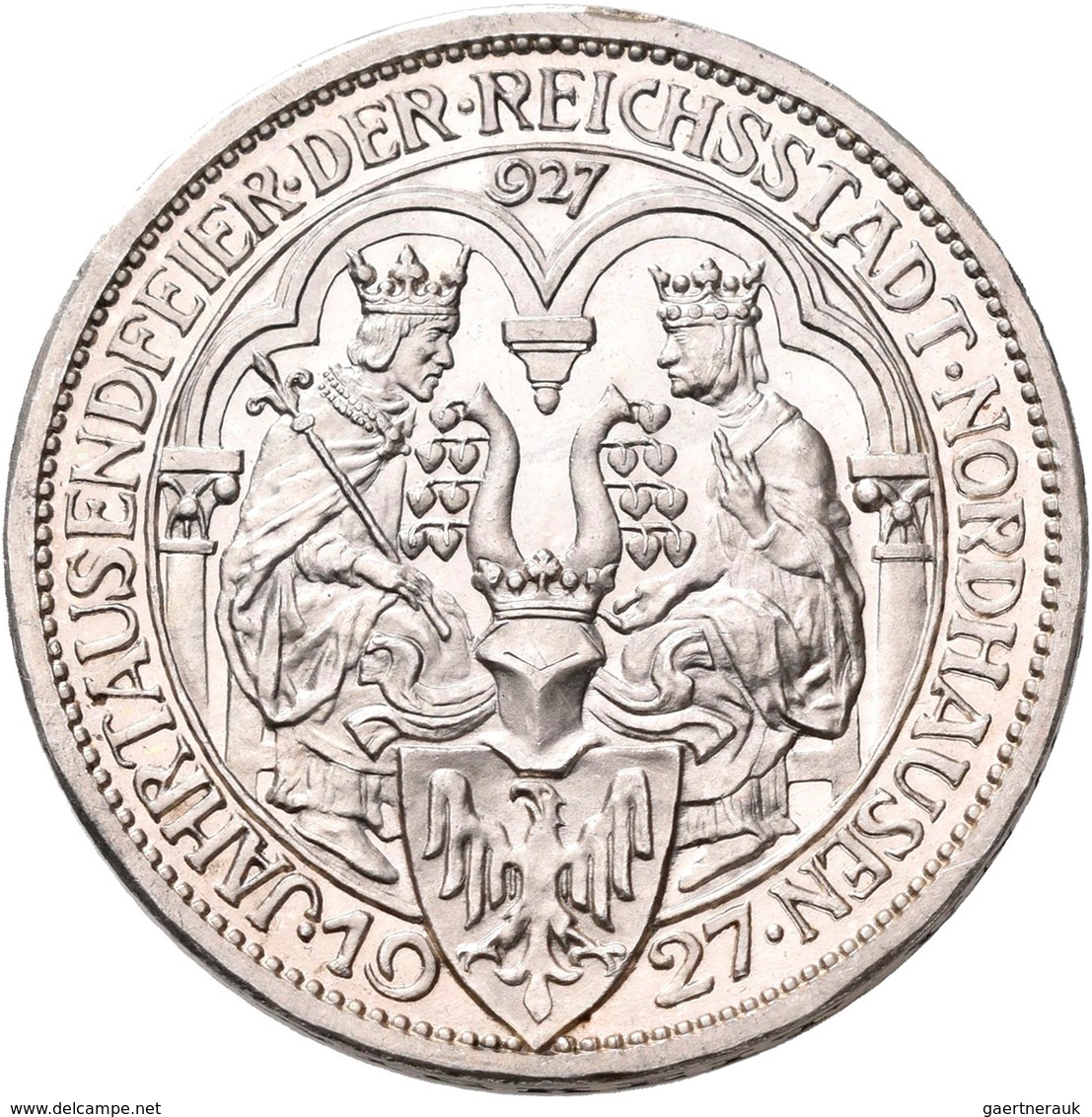 Weimarer Republik: 3 Reichsmark 1927 A, Nordhausen, Jaeger 327, Min. Berieben, Polierte Platte. - Other & Unclassified