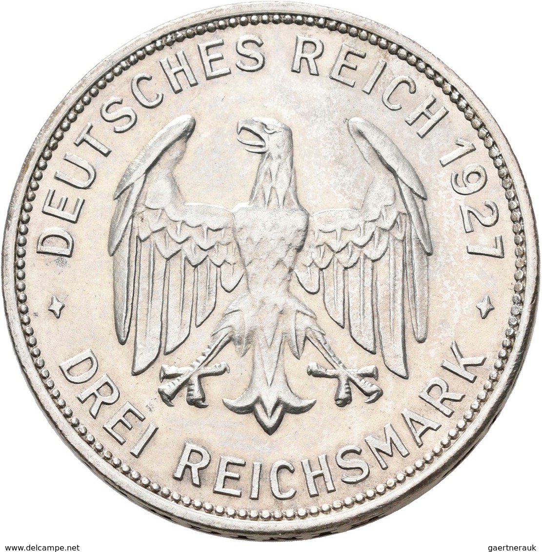 Weimarer Republik: 3 Reichsmark 1927 F, Universität Tübingen / Eberhard Im Bart, Jaeger 328, Vorzügl - Autres & Non Classés