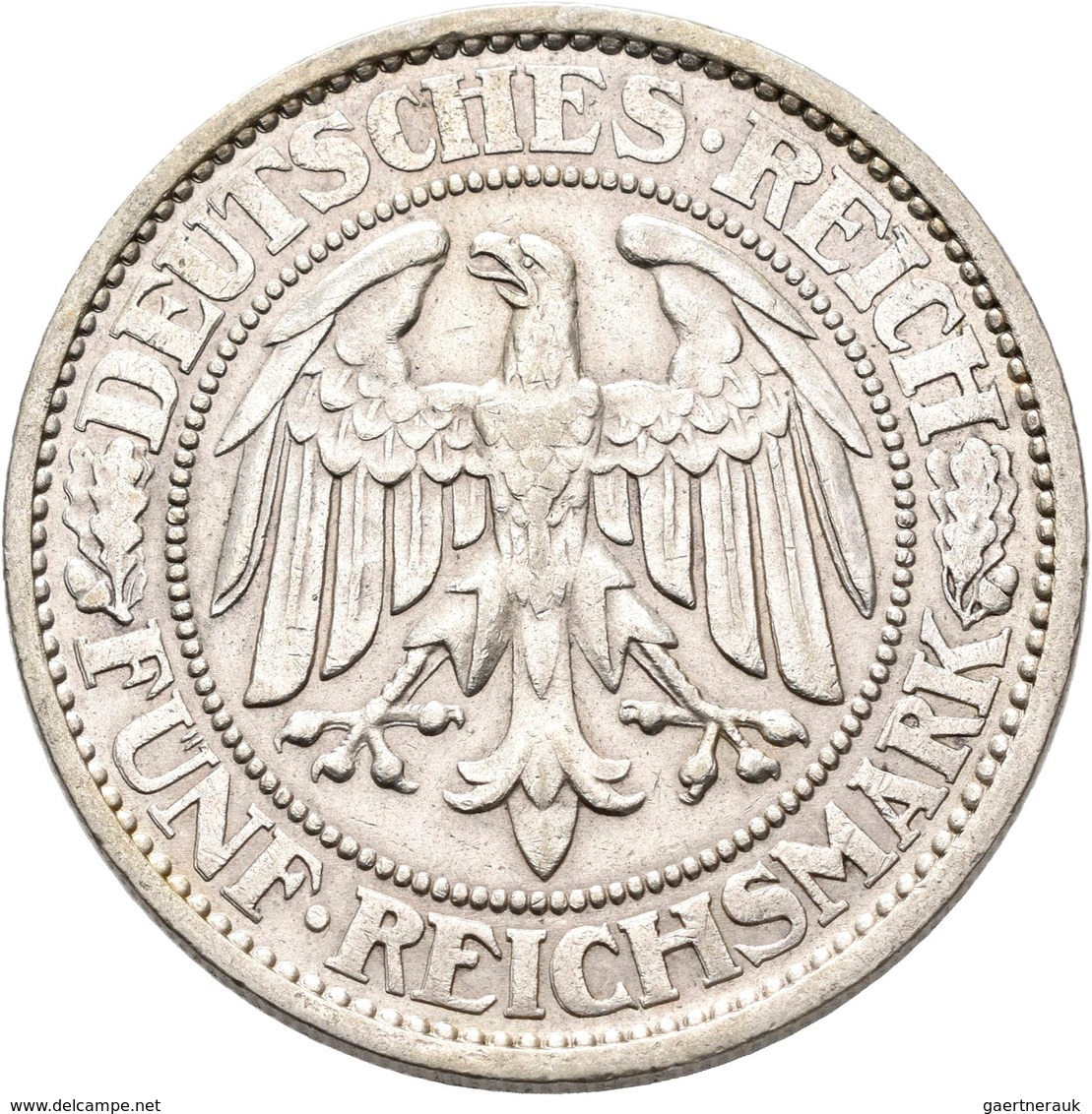 Weimarer Republik: 5 Reichsmark 1927 A, Eichbaum, Jaeger 331, Kratzer, Sehr Schön. - Autres & Non Classés