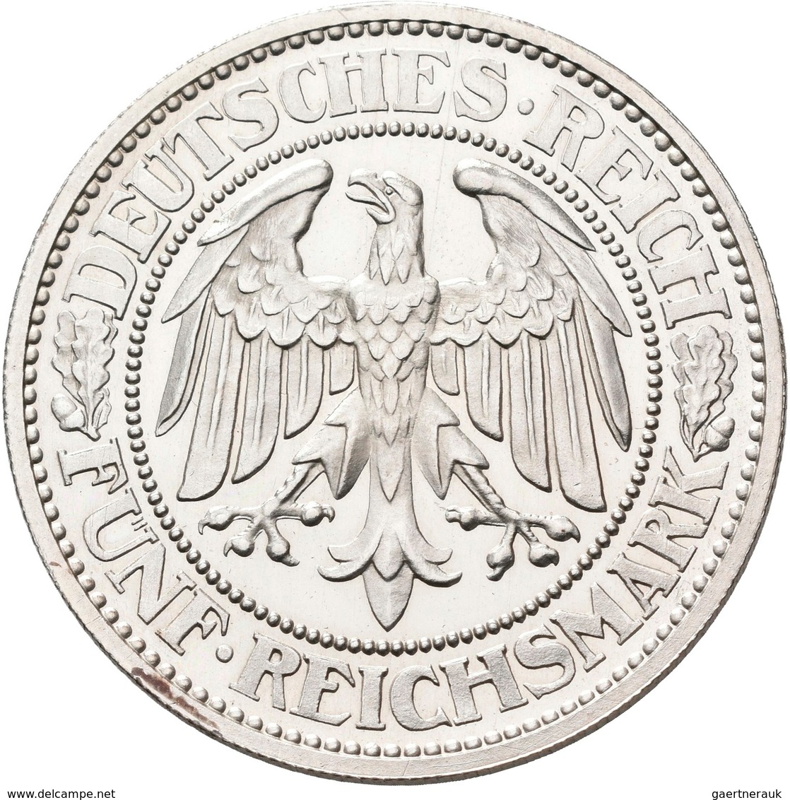 Weimarer Republik: 5 Reichsmark 1927 A, Eichbaum, Jaeger 331, Polierte Platte. - Autres & Non Classés