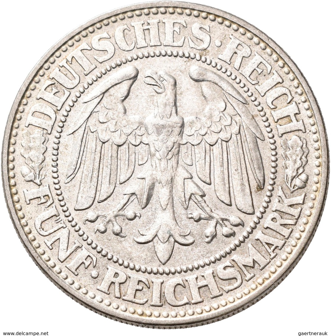 Weimarer Republik: 5 Reichsmark 1927 D, Eichbaum, Jaeger 331, Kleine Kratzer, Sehr Schön - Vorzüglic - Autres & Non Classés