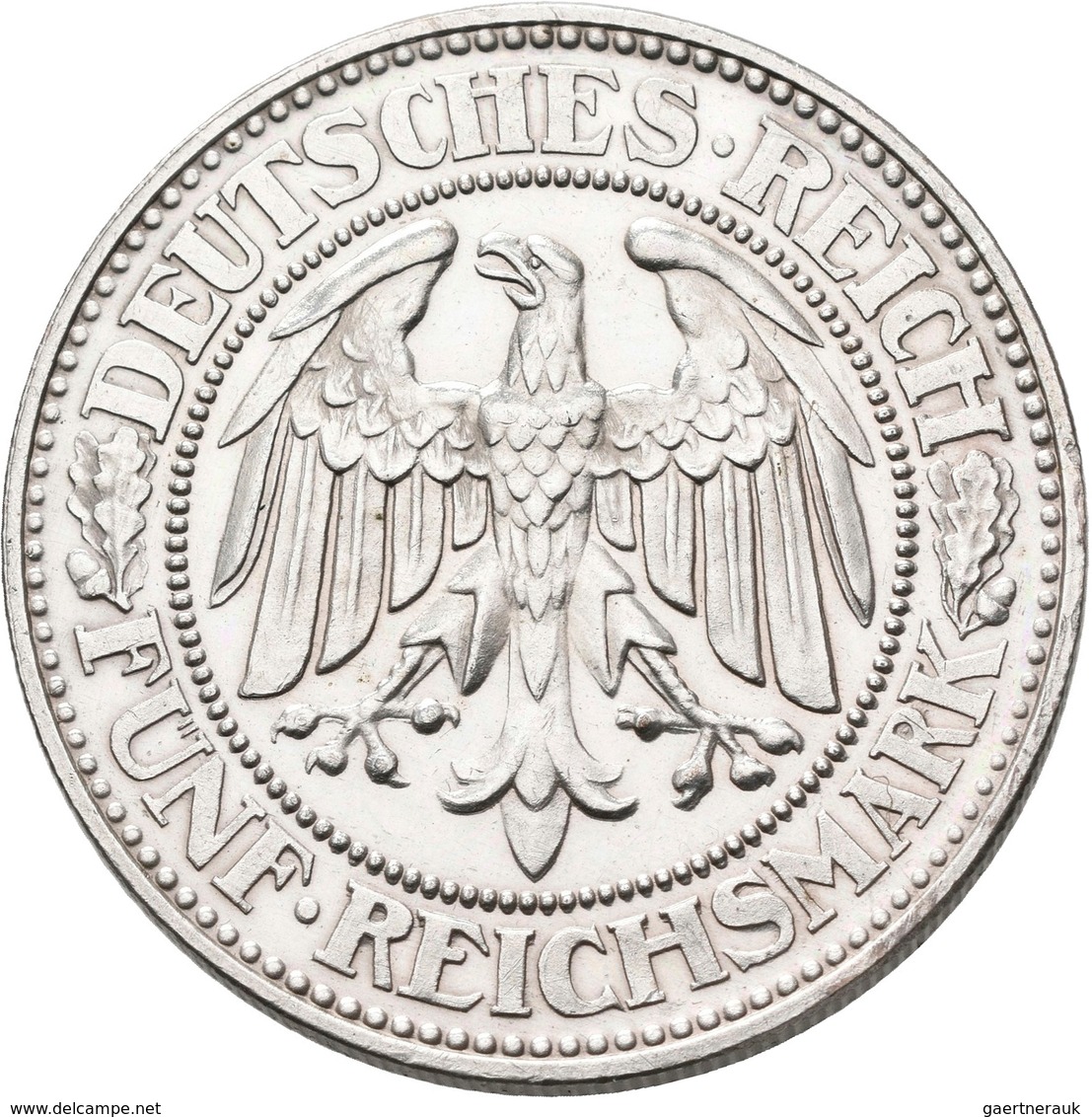 Weimarer Republik: 5 Reichsmark 1929 A, Eichbaum, Jaeger 331, Feine Haarlinien, Sehr Schön - Vorzügl - Autres & Non Classés