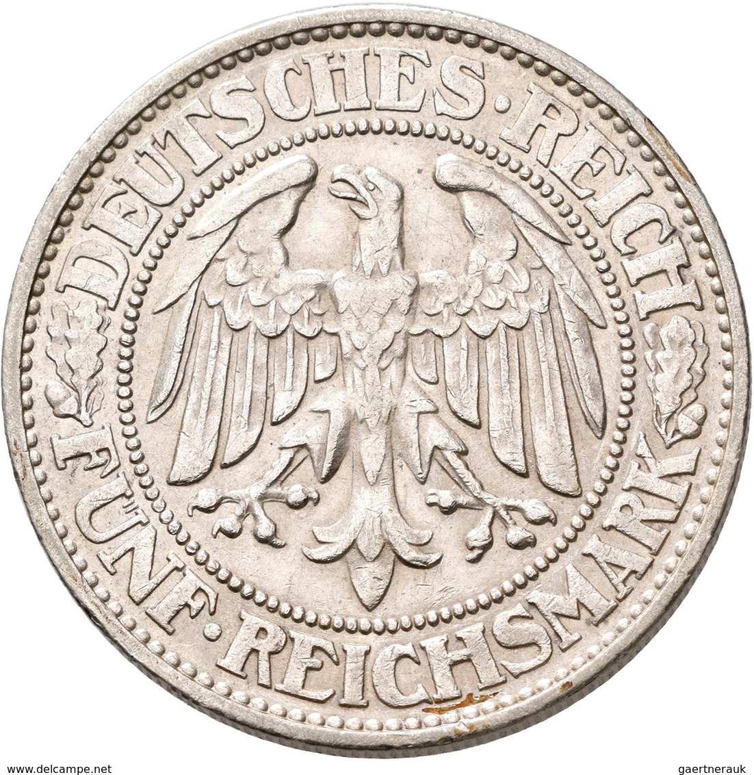 Weimarer Republik: 5 Reichsmark 1931 J, Eichbaum, Jaeger 331, Kleine Kratzer, Fast Vorzüglich. - Autres & Non Classés