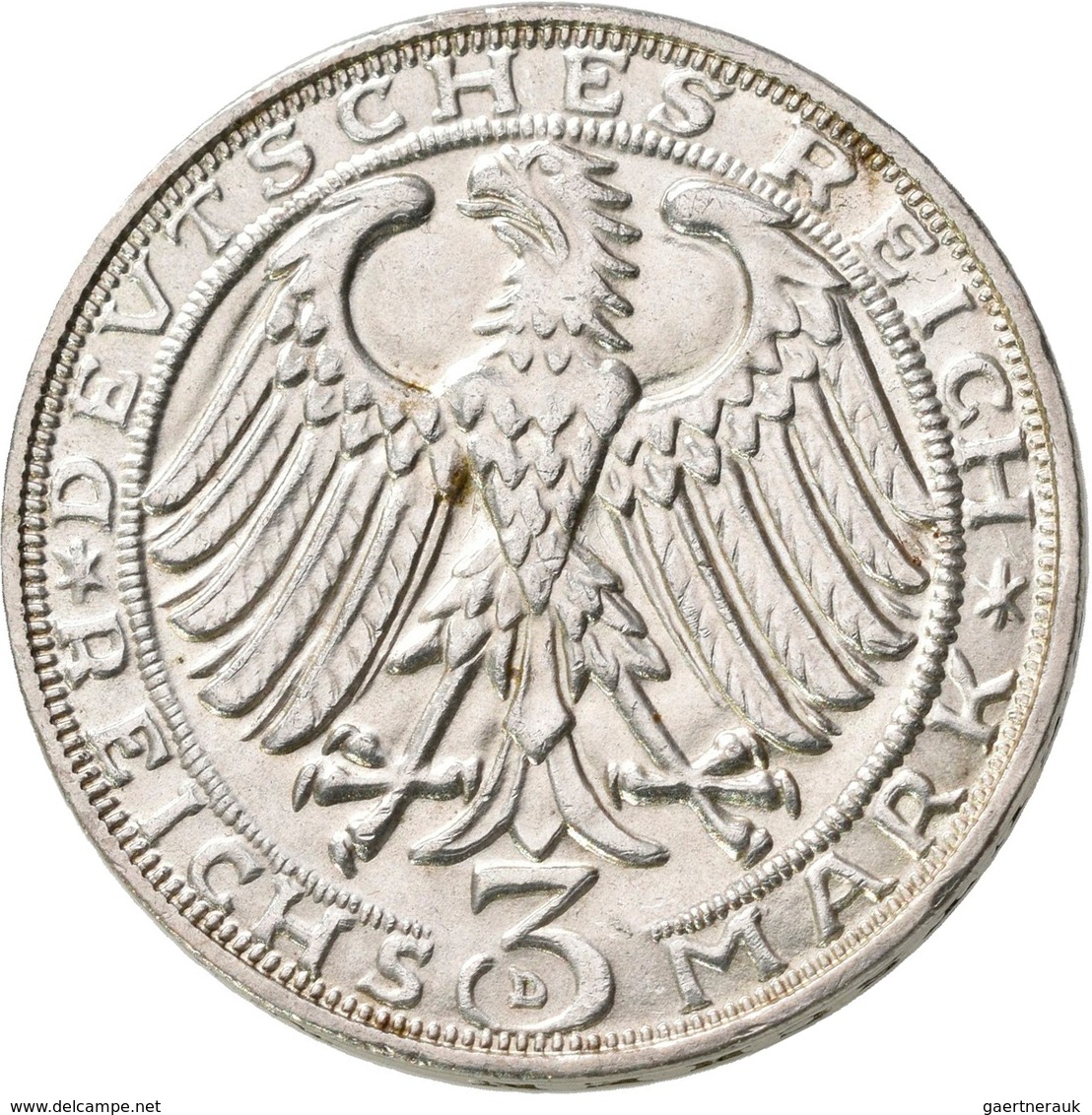 Weimarer Republik: 3 Reichsmark 1928 D, Dürer, Jaeger 332, Vorzüglich - Stempelglanz. - Autres & Non Classés
