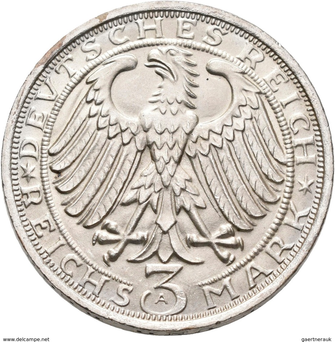 Weimarer Republik: 3 Reichsmark 1928 A, Naumburg, Jaeger 333, Vorzüglich - Stempelglanz. - Autres & Non Classés