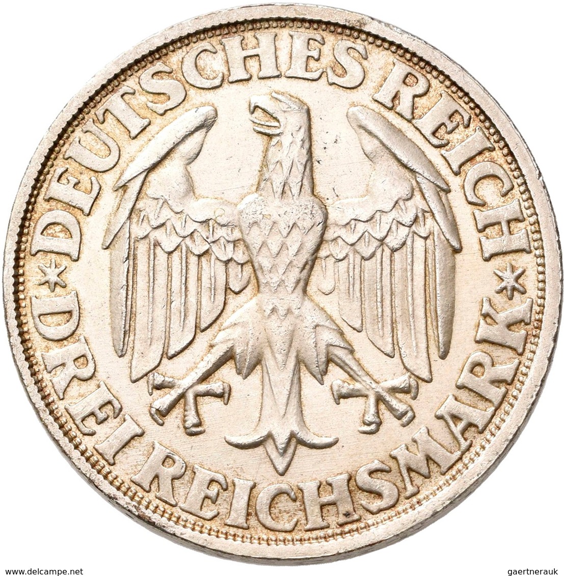 Weimarer Republik: 3 Reichsmark 1928 D, Dinkelsbühl, Jaeger 334, Winzige Kratzer, Schöner Patinaansa - Autres & Non Classés