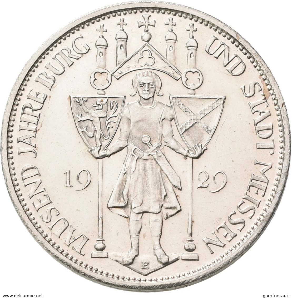Weimarer Republik: 3 Reichsmark 1929 E, Meißen, Jaeger 338, Berieben, Polierte Platte. - Autres & Non Classés