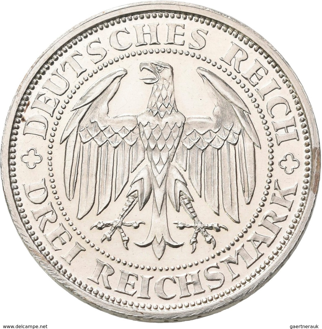 Weimarer Republik: 3 Reichsmark 1929 E, Meißen, Jaeger 338, Berieben, Polierte Platte. - Autres & Non Classés