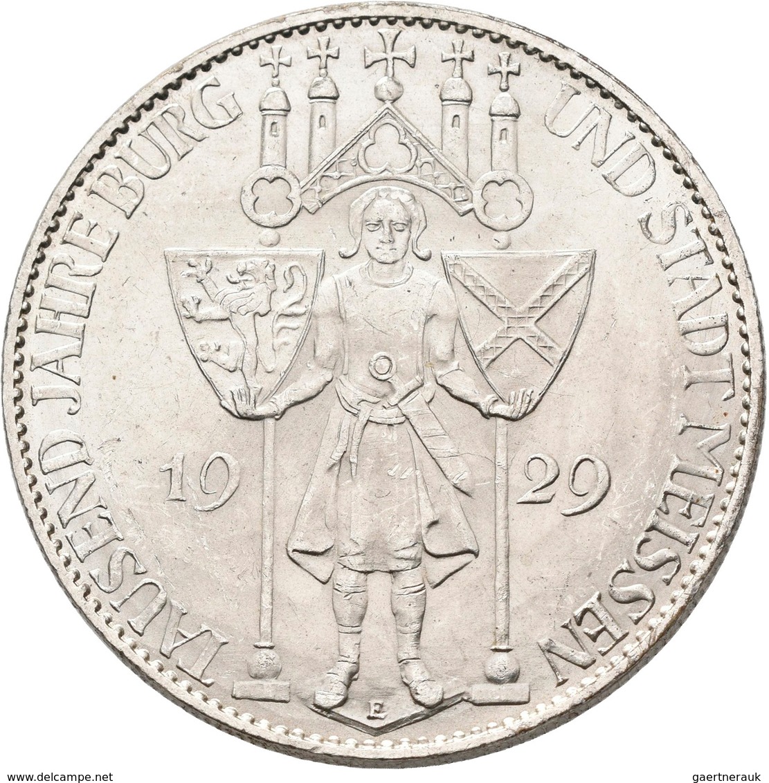 Weimarer Republik: 5 Reichsmark 1929 E, Meißen, Jaeger 339, Kratzer, Sonst Fast Vorzüglich. - Autres & Non Classés