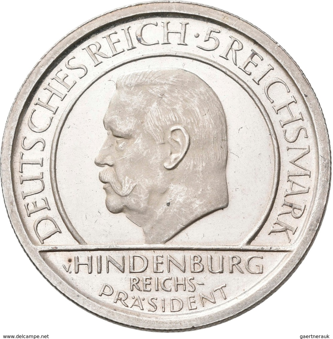 Weimarer Republik: 5 Reichsmark 1929 F, Schwurhand, Jaeger 341, Berieben, Polierte Platte. - Autres & Non Classés