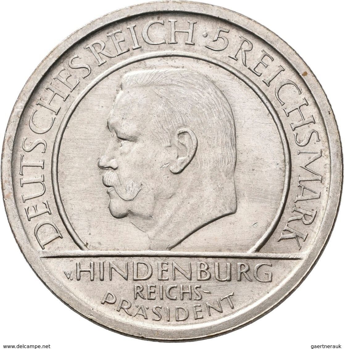 Weimarer Republik: 5 Reichsmark 1929 F, Schwurhand, Jaeger 341, Kleine Kratzer, Vorzüglich. - Autres & Non Classés