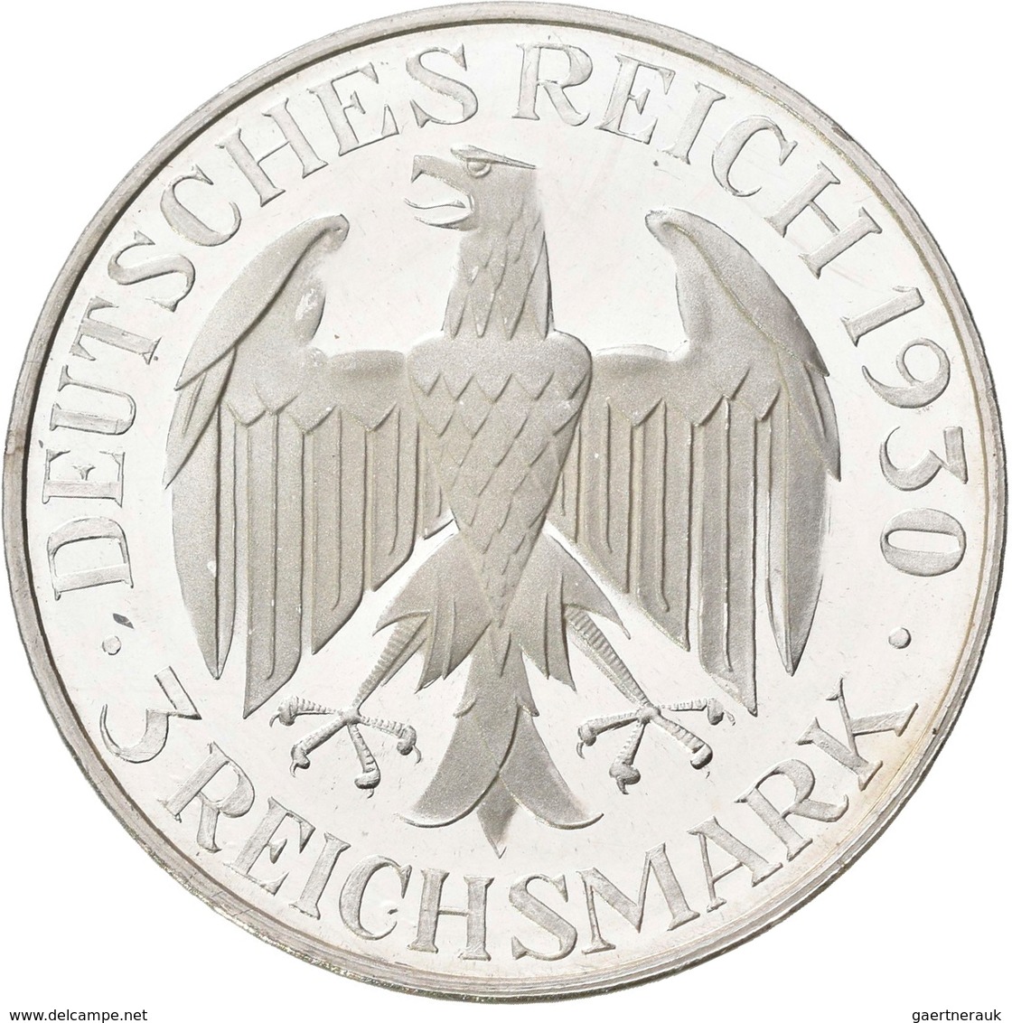 Weimarer Republik: 3 Reichsmark 1930 F, Zeppelin, Jaeger 342, Polierte Platte. - Autres & Non Classés