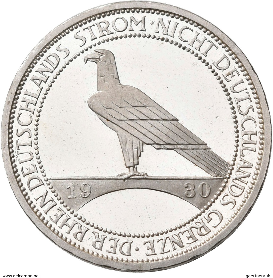 Weimarer Republik: 3 Reichsmark 1930 F, Rheinland-Räumung, Jaeger 345, Etwas Berieben, Polierte Plat - Autres & Non Classés