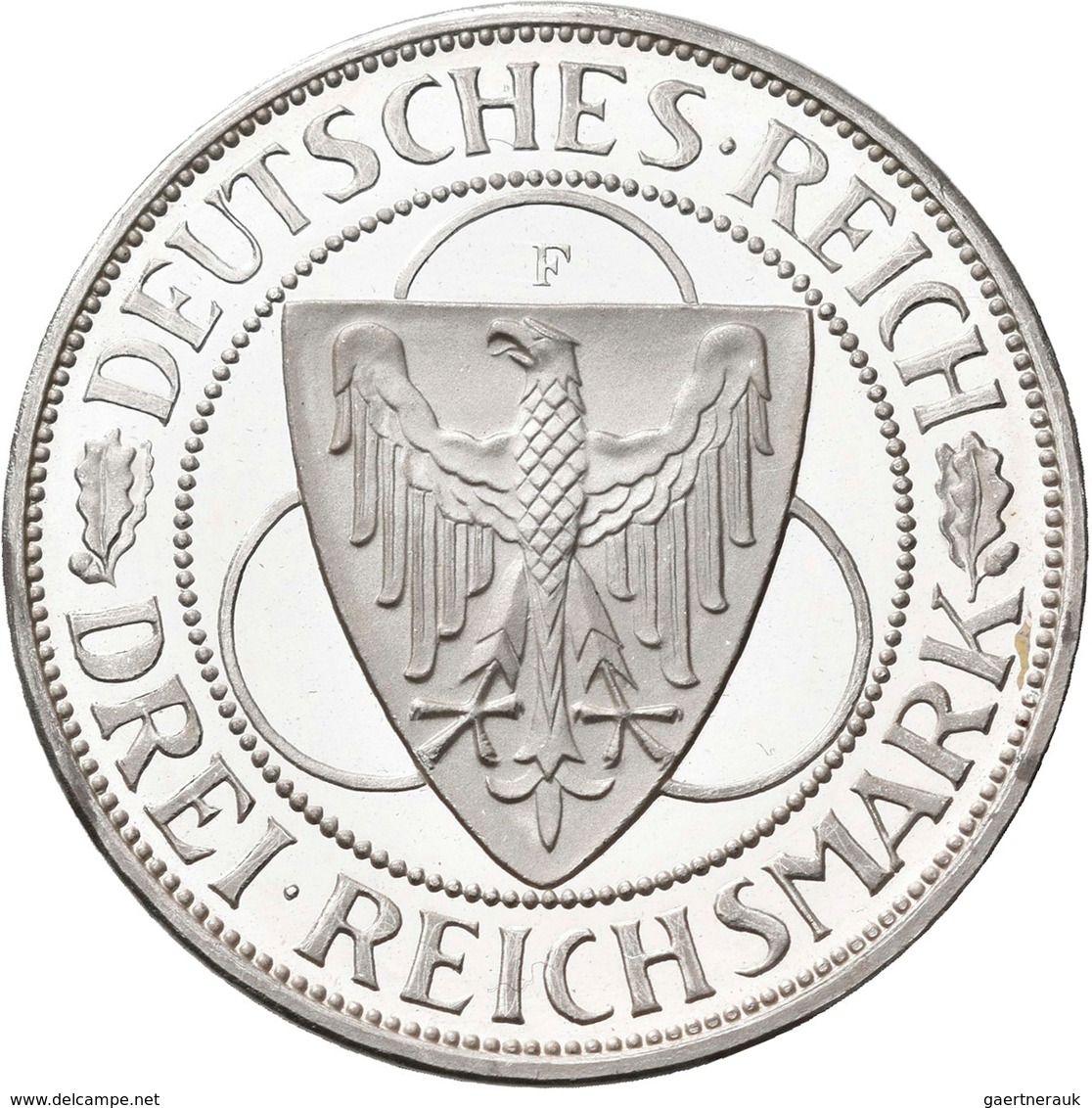 Weimarer Republik: 3 Reichsmark 1930 F, Rheinland-Räumung, Jaeger 345, Etwas Berieben, Polierte Plat - Autres & Non Classés