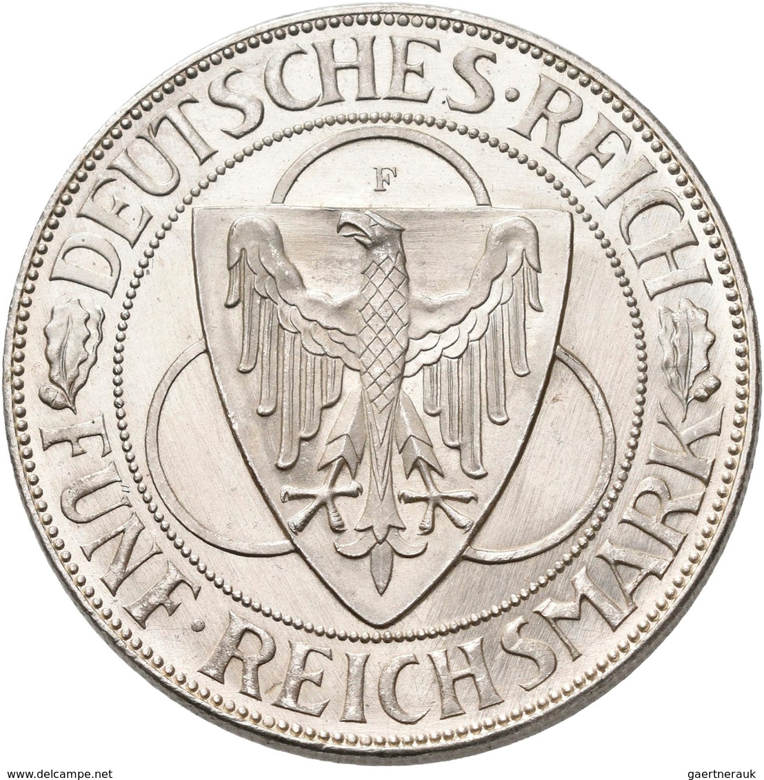 Weimarer Republik: 5 Reichsmark 1930 F, Rheinlandräumung, Jaeger 346, Wenige Kratzer, Sonst Vorzügli - Autres & Non Classés