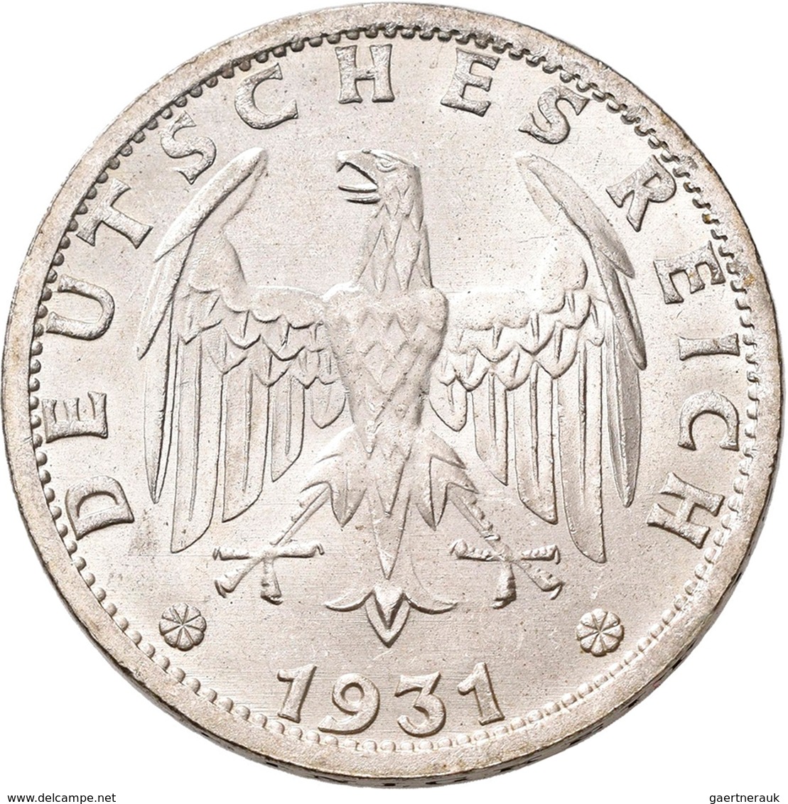 Weimarer Republik: 3 Reichsmark 1931 A, Kursmünze, Jaeger 349, Prachtexemplar, Vorzüglich. - Autres & Non Classés