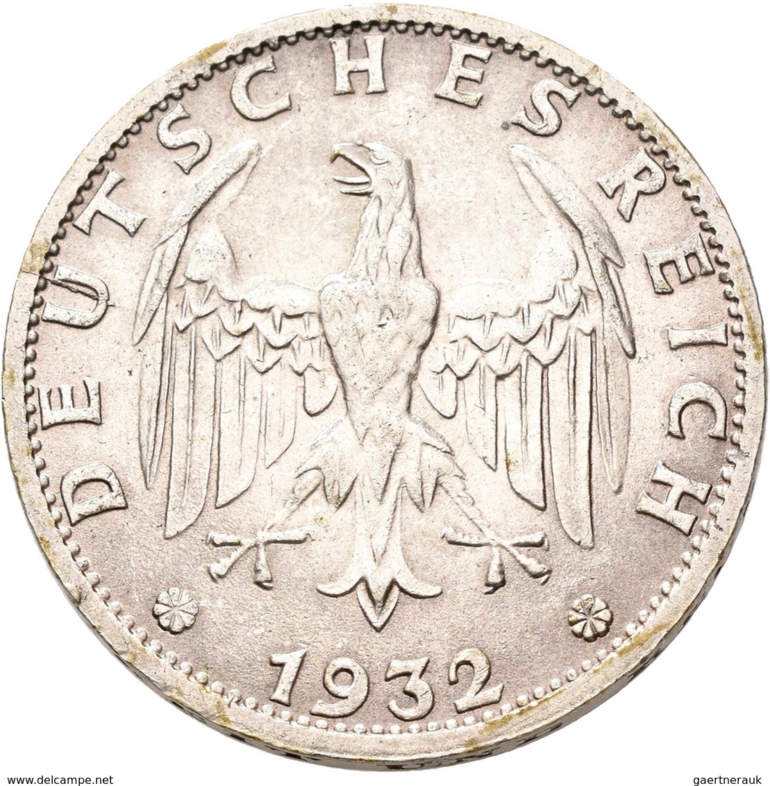 Weimarer Republik: 3 Reichsmark 1932 D, Kursmünze, Jaeger 349, Kleine Kratzer, Vorzüglich. - Autres & Non Classés
