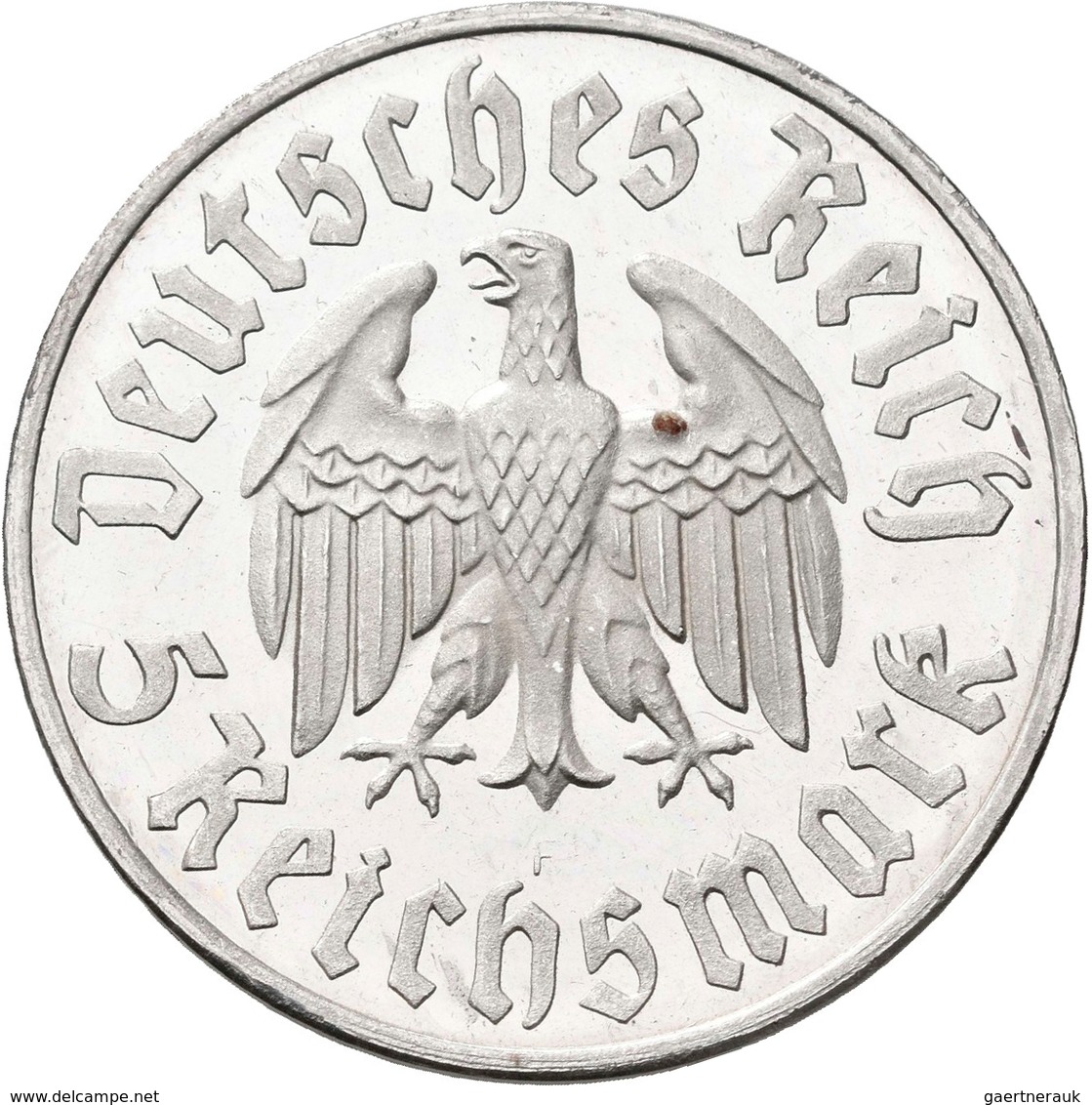 Drittes Reich: 5 Reichsmark 1933 F, Luther, Jaeger 353, Leicht Berieben, Polierte Platte. - Andere & Zonder Classificatie